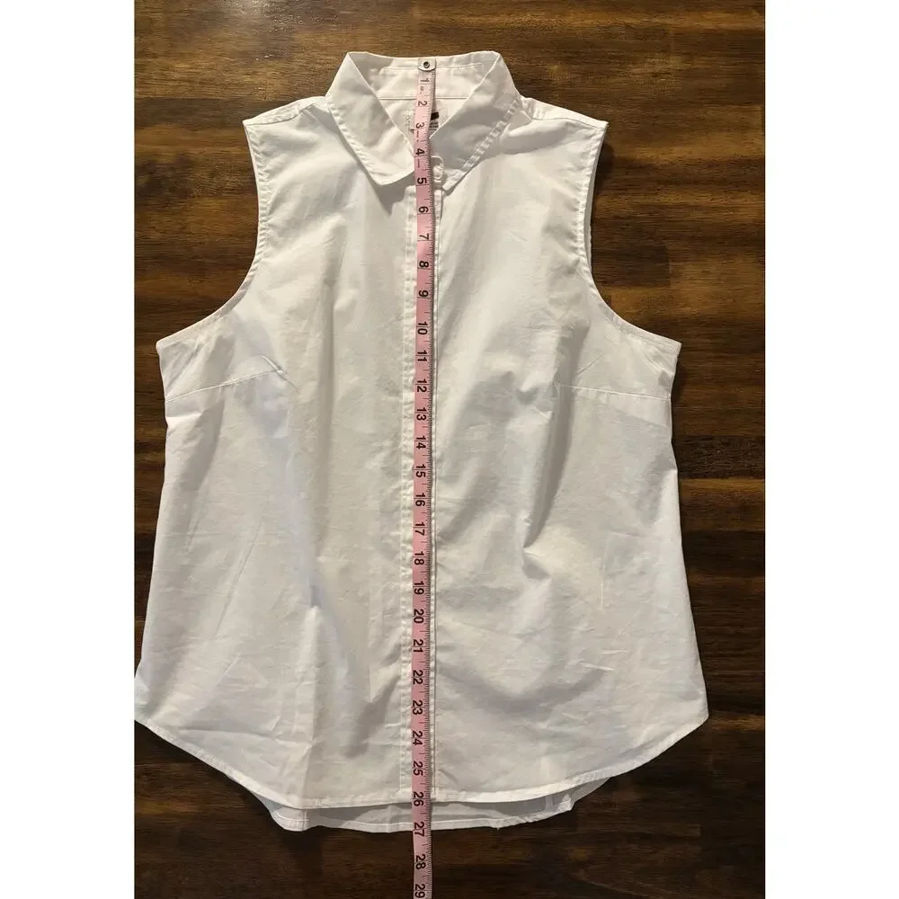 J Crew Women's Medium Shirt Sleeveless Cotton Poplin Button Front Signature Fit
